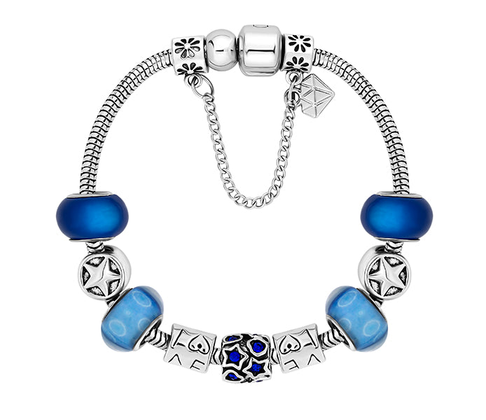 Charm Bracelet with Royal Blue and Star Beads