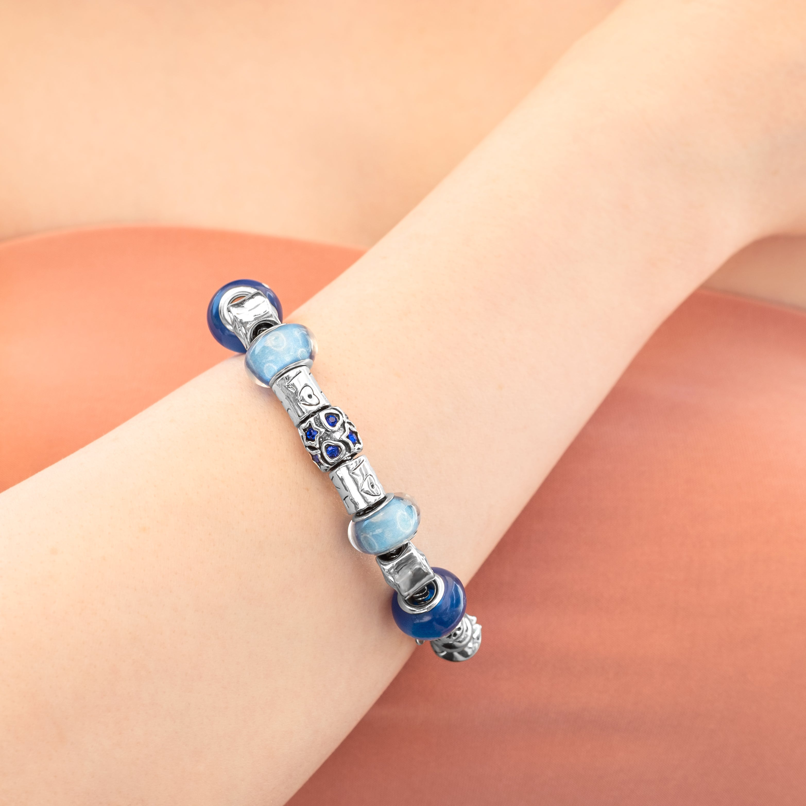 Charm Bracelet with Royal Blue and Star Beads