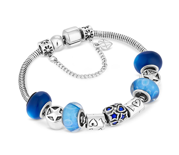 Charm Bracelet with Royal Blue and Star Beads