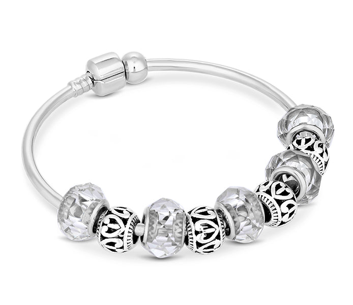 Charm Bracelet on Solid Bangle