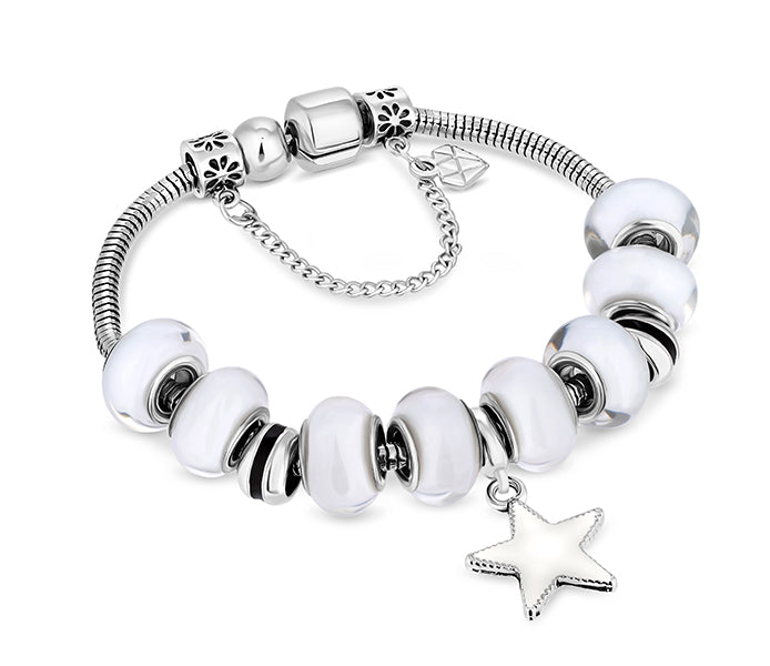 Charm Bracelet with White Beads