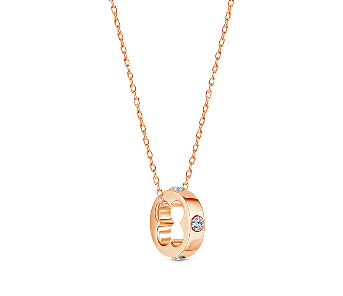 Clover cut out pendant with crystals in rose gold