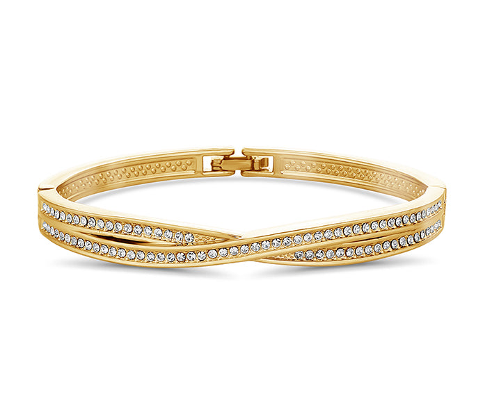 Criss Cross Bangle in Yellow Gold Plating