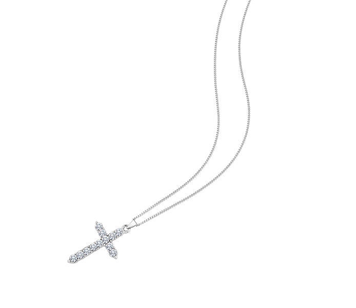 Cross Pendant in rhodium plating