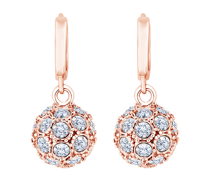 Crystal Ball Earrings in Rose Gold Plating