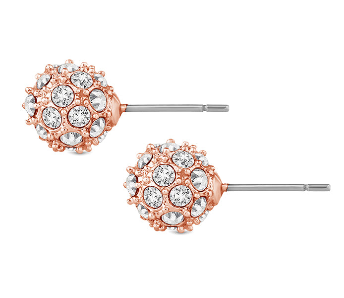 Crystal Ball Stud in Rose Gold Plating