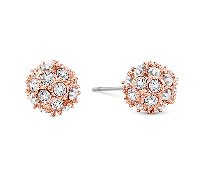 Crystal Ball Stud in Rose Gold Plating