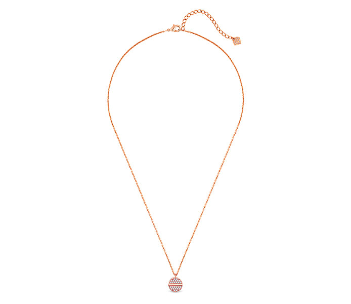 Crystal disc pendant in rose gold plating