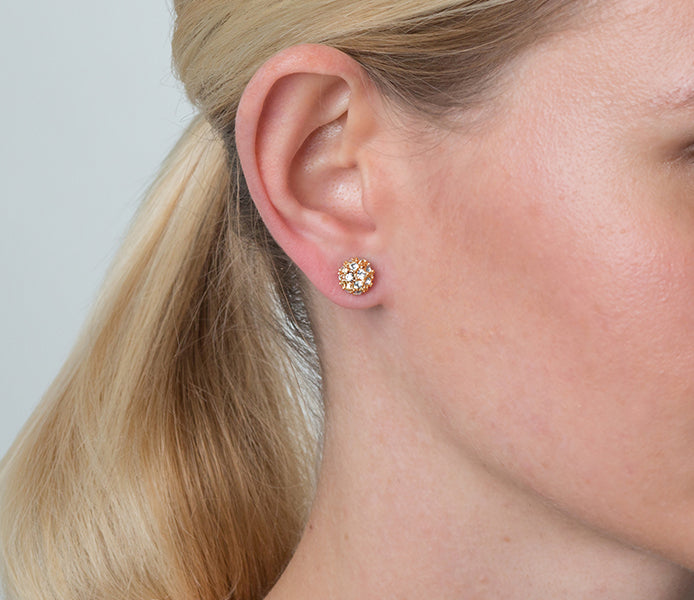 Crystal Ball Stud in Yellow Gold Plating