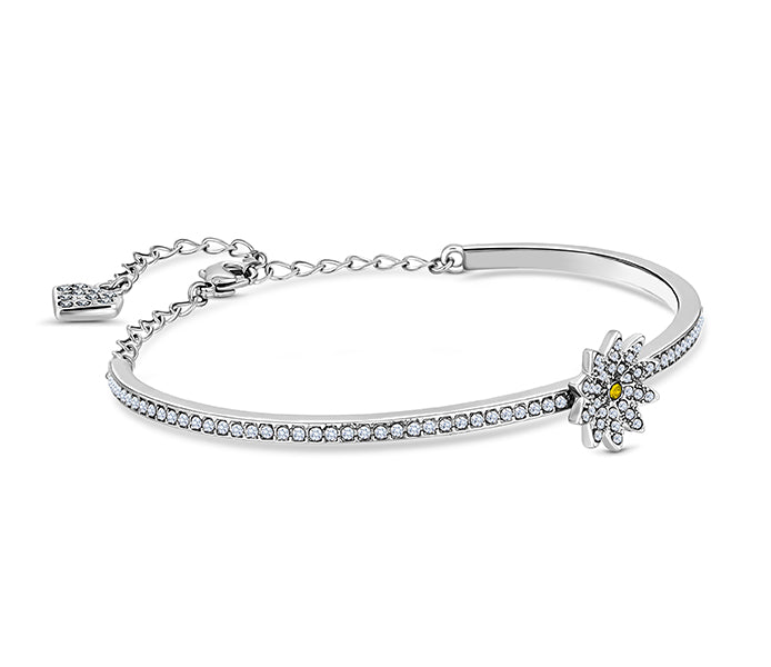 Daisy bracelet in rhodium plating