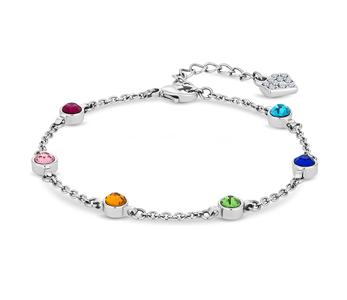 Dew Drop Bracelet with Multi Colour Crystals