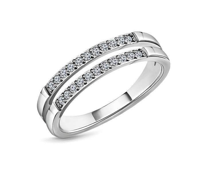 Double Pave Ring in Rhodium Plating