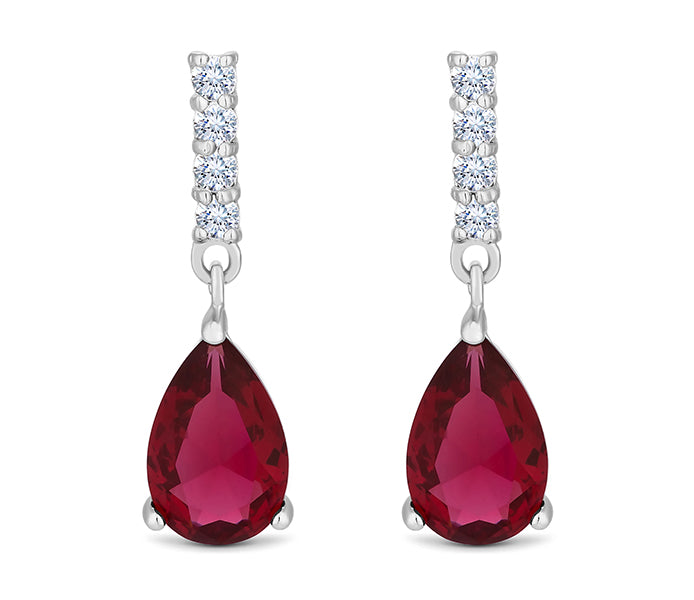 Droplet Earrings with Red Crystal