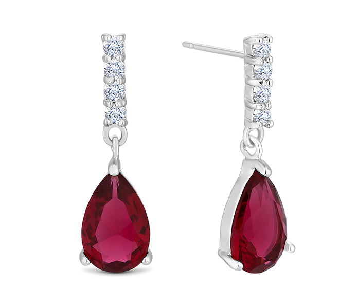 Droplet Earrings with Red Crystal