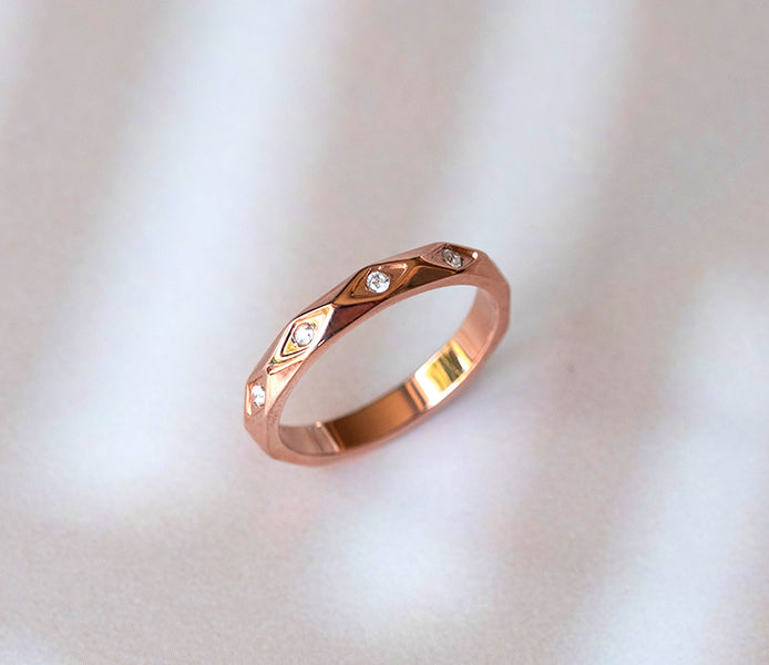 Faceted Ring In rose gold plating