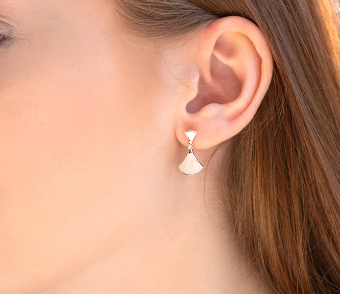 Fan earrings in rose gold plating