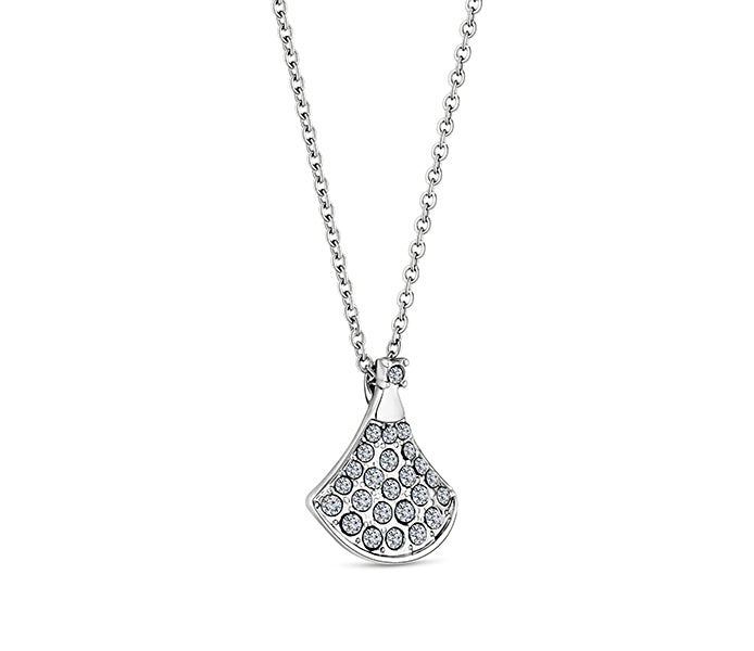 Fan pendant with crystals in rhodium plating
