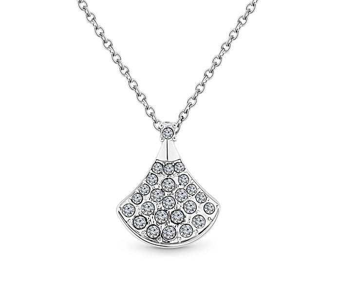 Fan pendant with crystals in rhodium plating