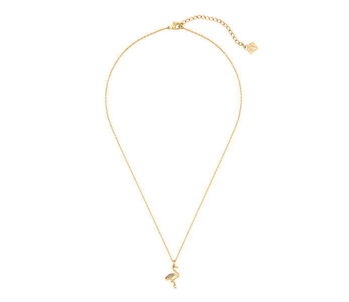 FLAMINGO PENDANT IN ROSE GOLD PLATING WITH CLEAR C