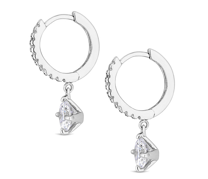 Hoop Earrings with a Gem Drop