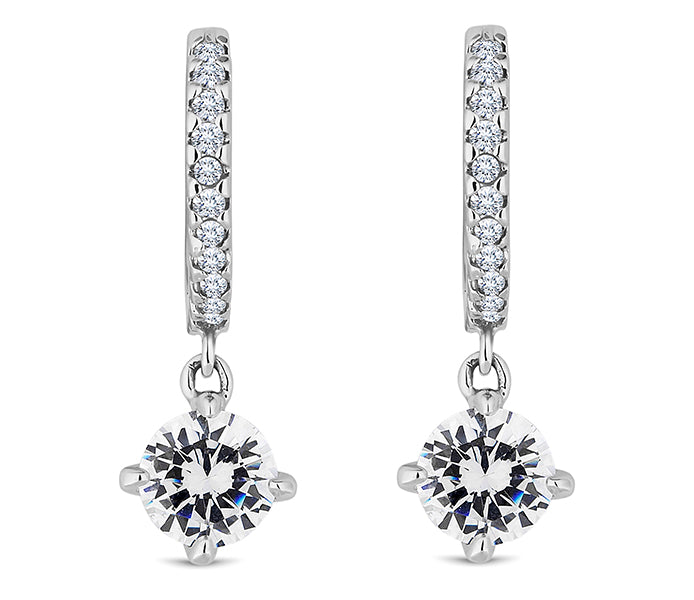 Hoop Earrings with a Gem Drop