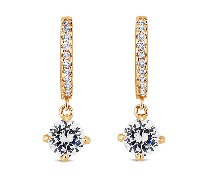Gem Drop Hoop Earrings in Gold Plating