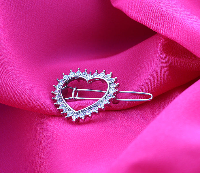 Heart Hair Clip with Crystals
