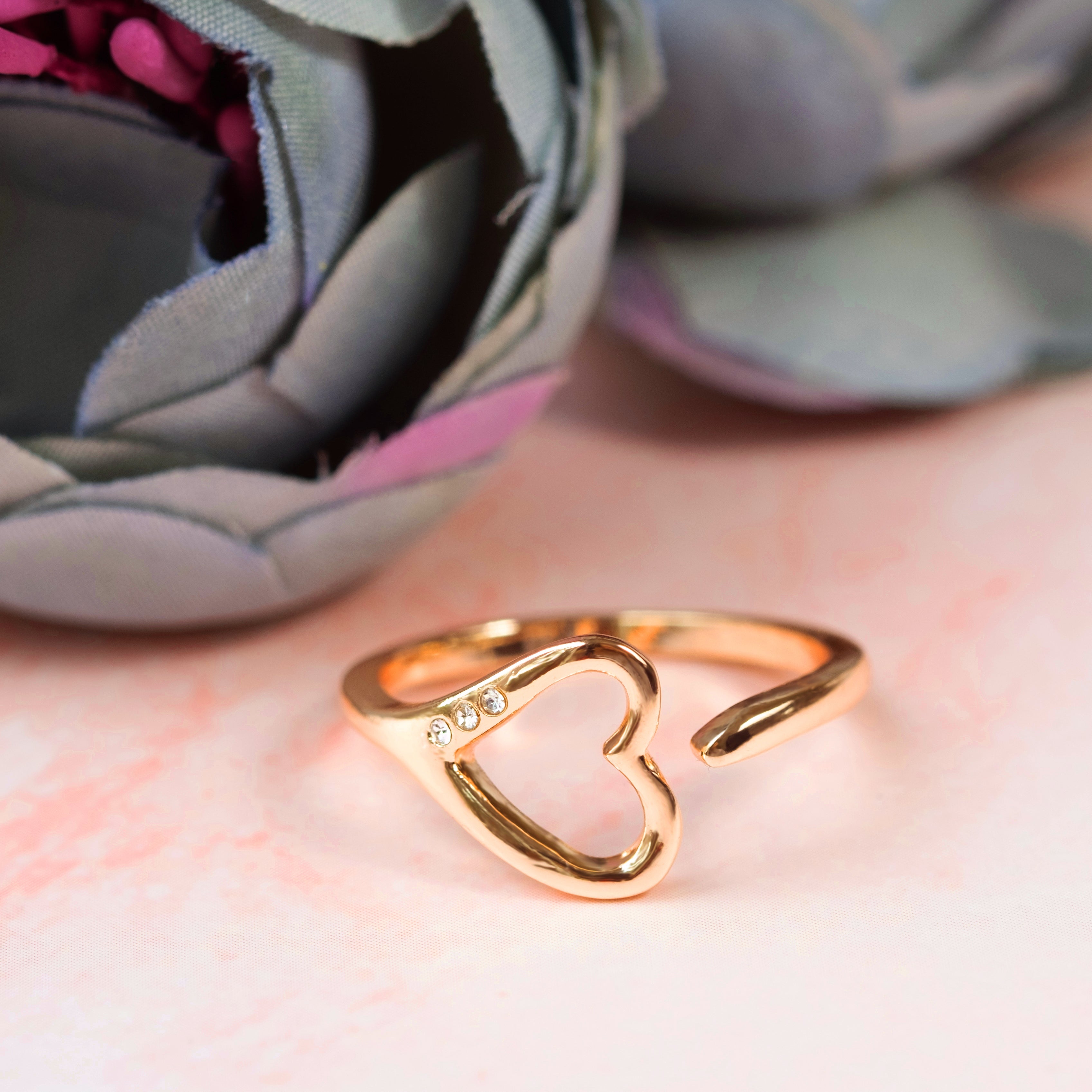 Heart Ring in Rose Gold plating size 6