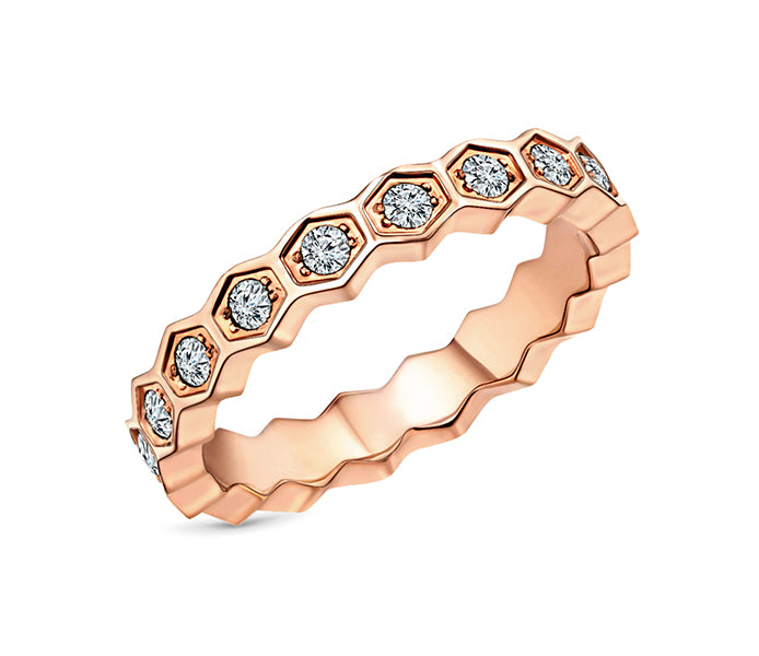 Hex Ring in Rose Gold Plating