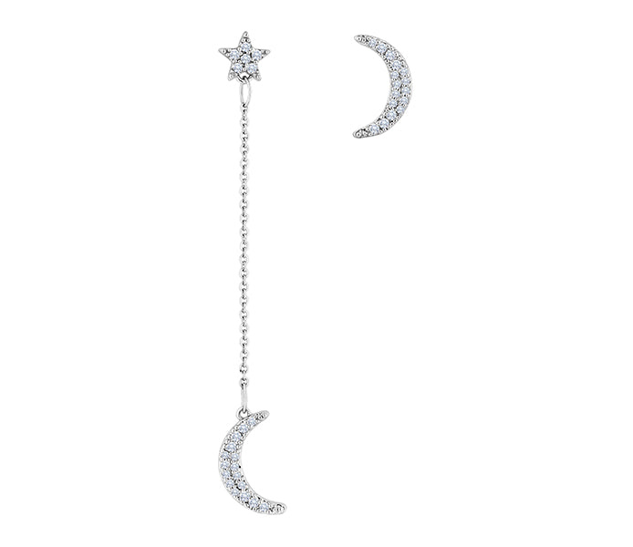 Mismatched Moon and Star Earrings