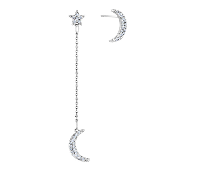 Mismatched Moon and Star Earrings