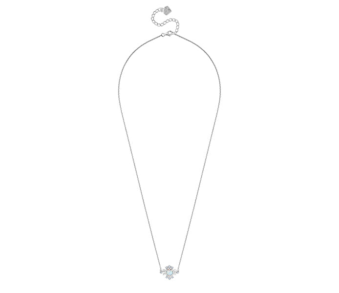 Opal Pendant in Rhodium Plating with Crystals