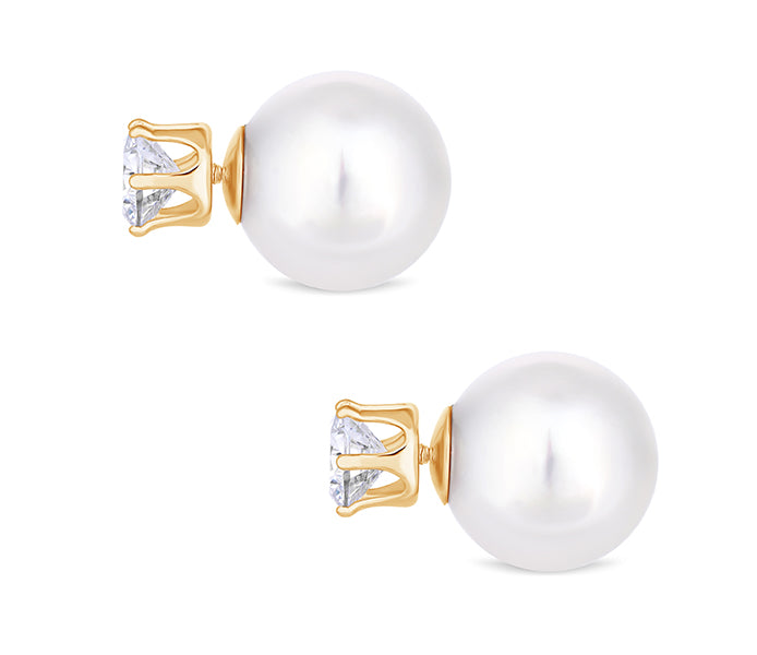 Pearl Orb Earrings in Yellow Gold Plating