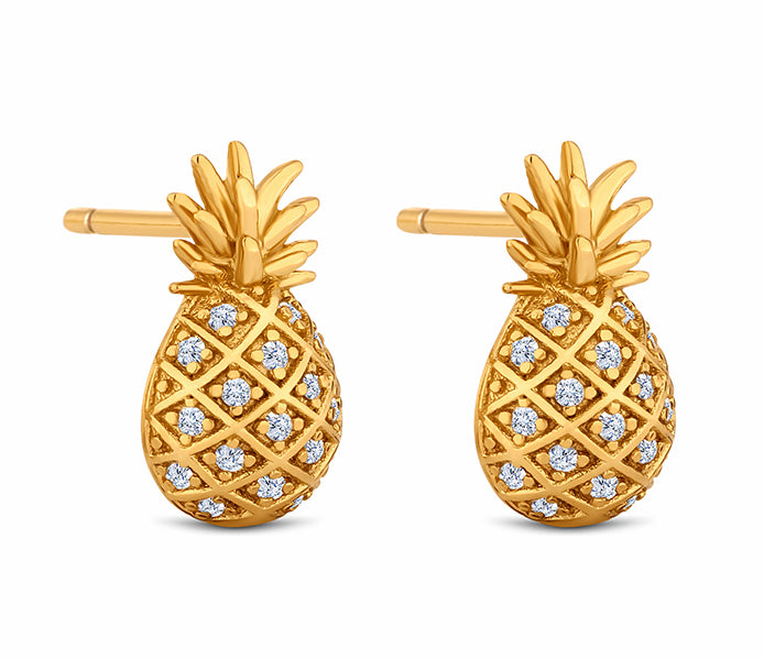Pineapple Earrings in Gold Plating