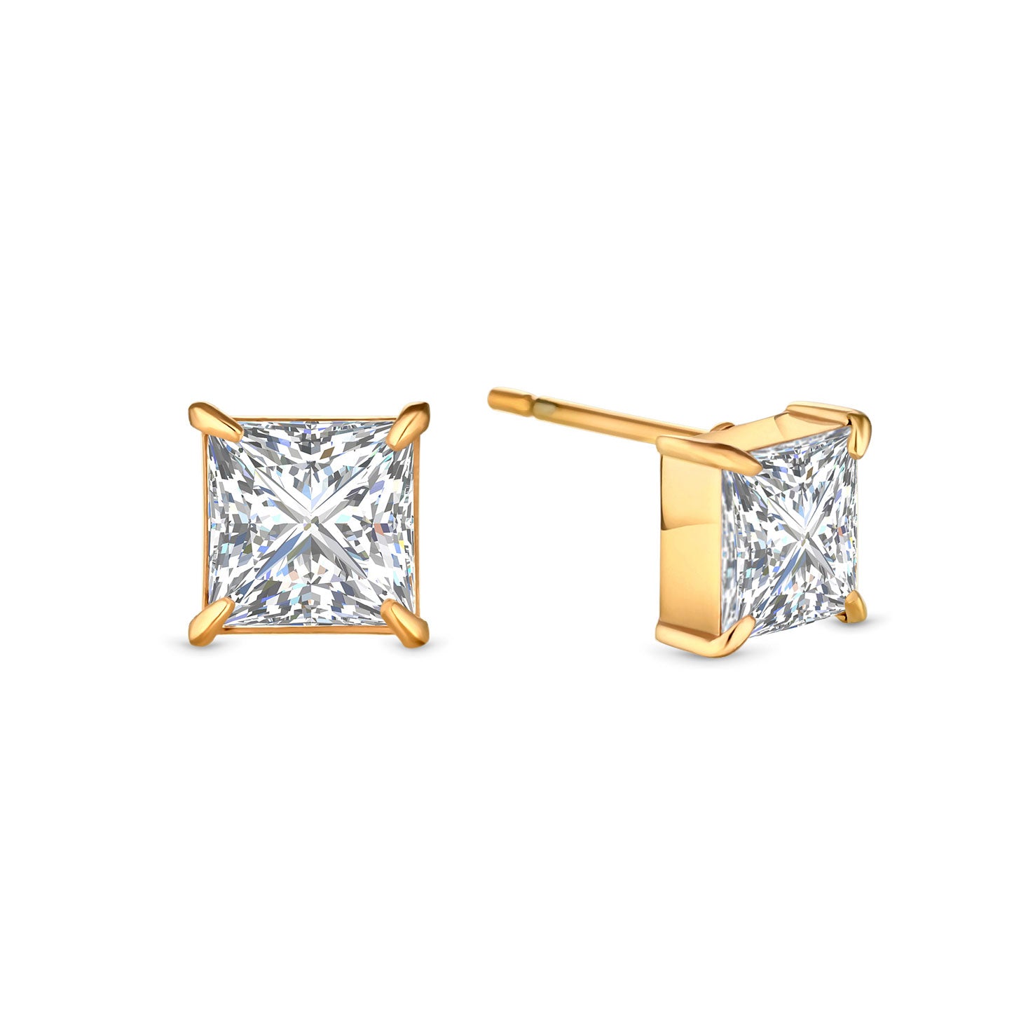 Princess Stud Earrings - Gold