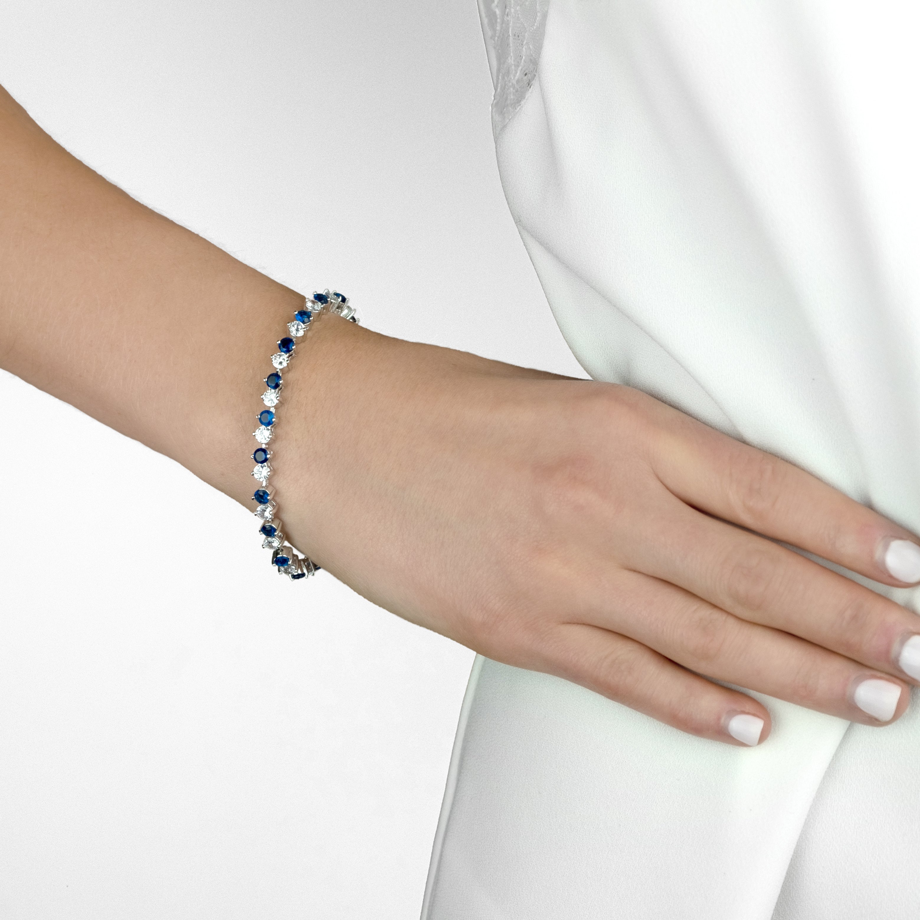 Purity Bracelet with Blue Crystals and Extra Link