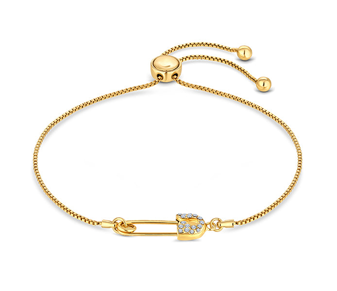Safety pin bracelet in gold plating