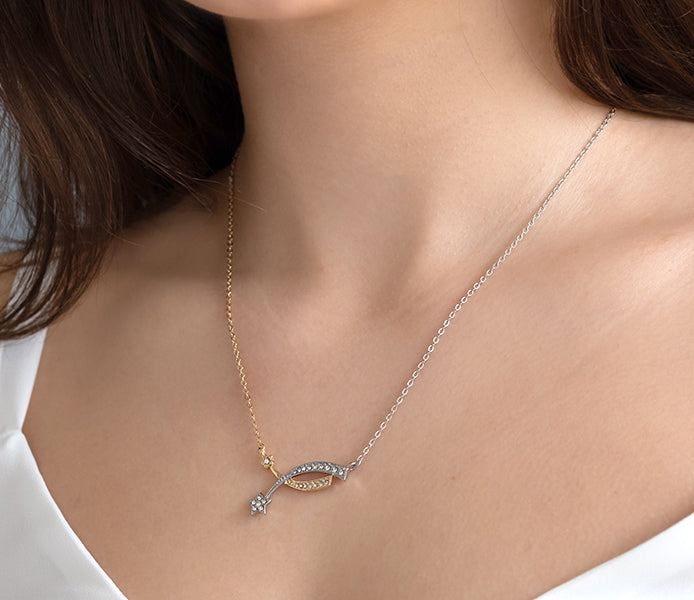 Shooting Star Necklace in gold and rhodium plating