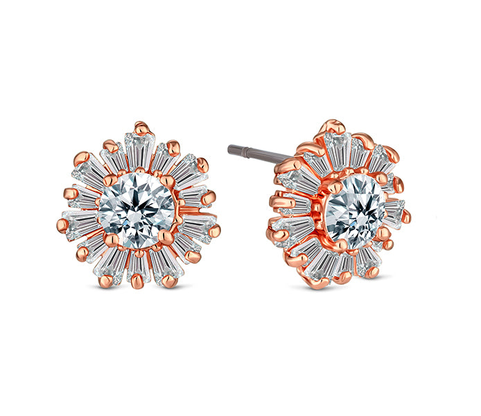 Starburst earrings in rose gold plating