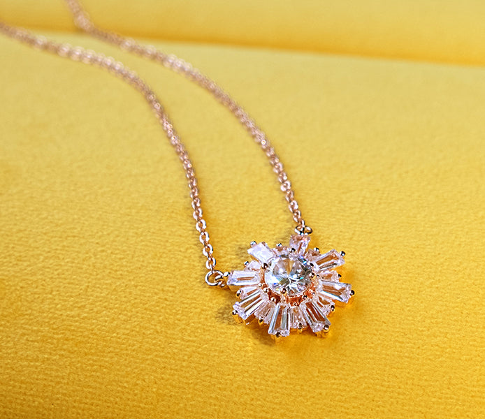 Starburst Necklace in Rose Gold Plating