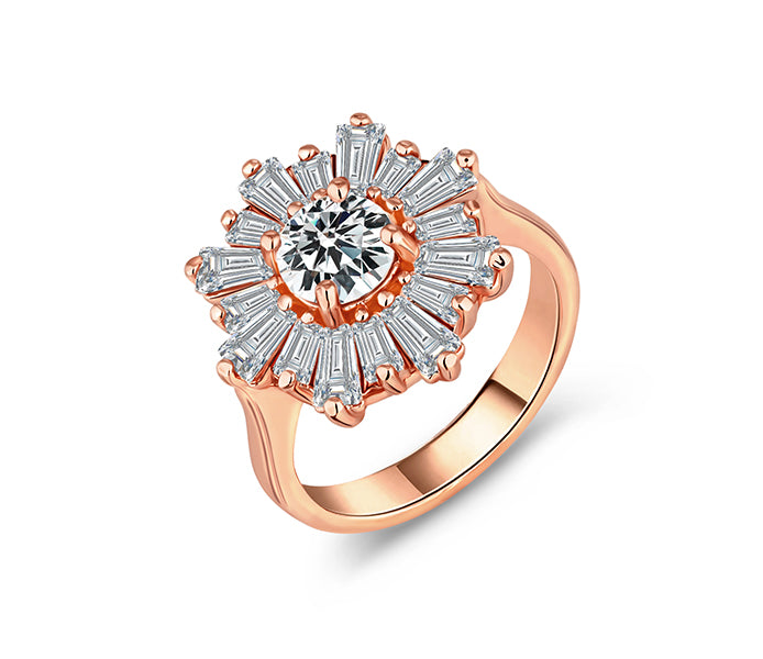 Starburst ring in rose gold plating