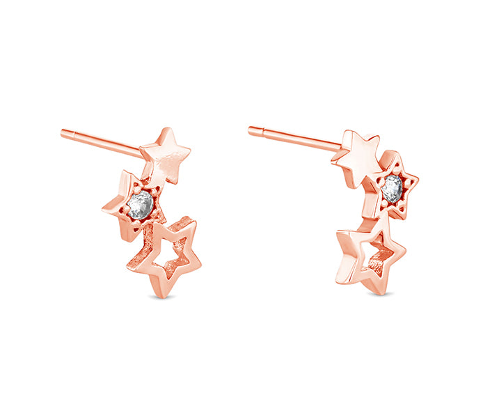Starry Stud Earrings in Rose Gold Plating