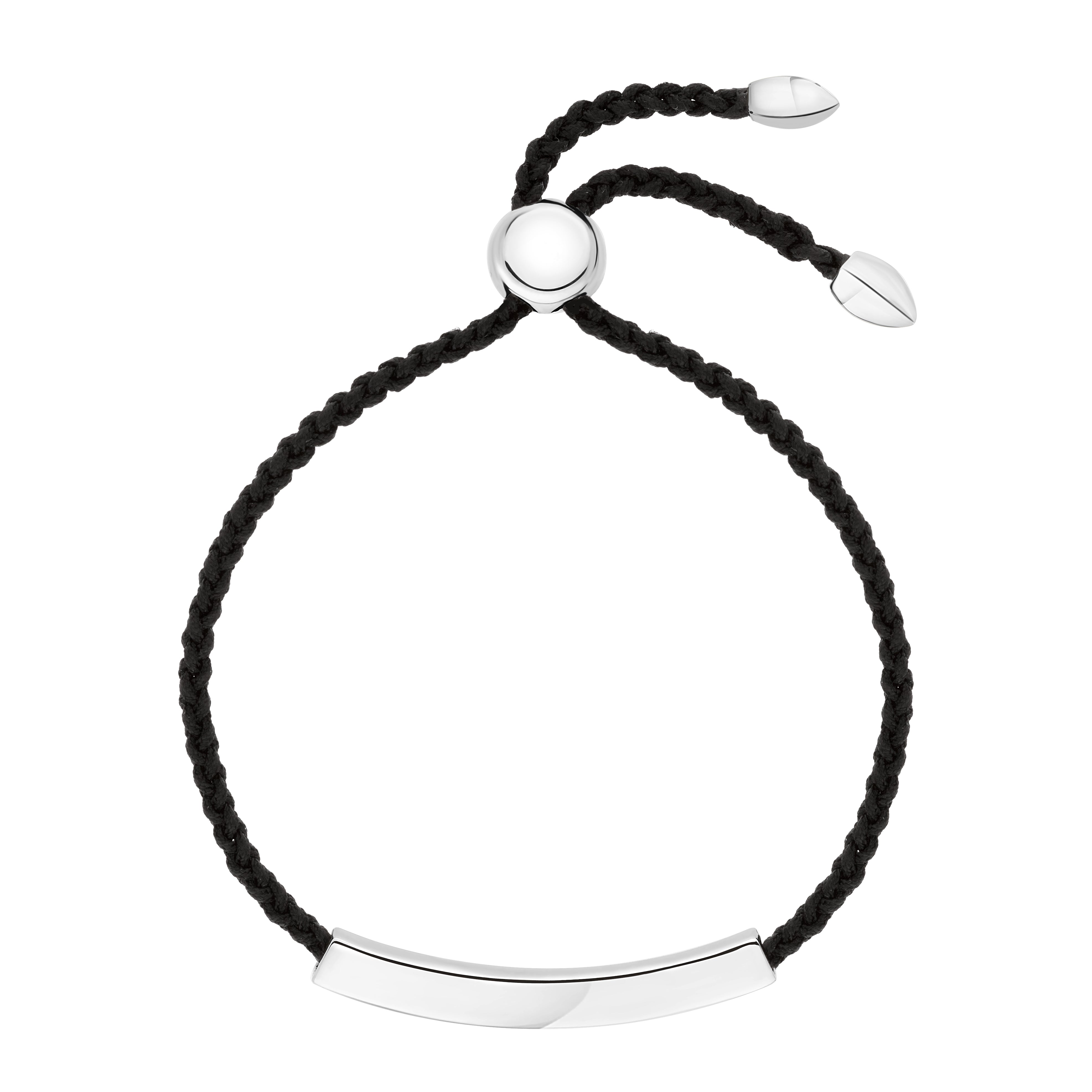 Sula Bracelet in Rhodium plating with black cord