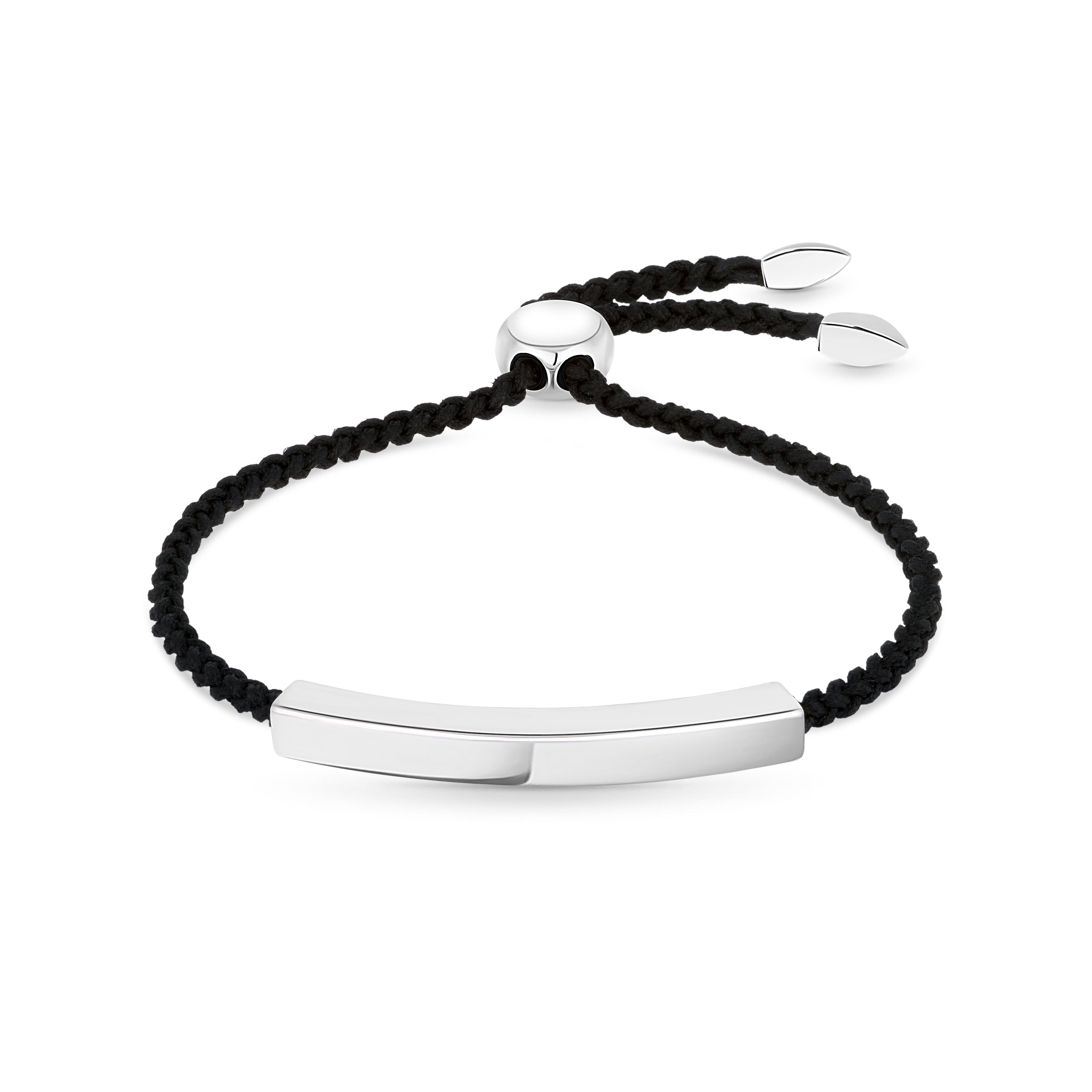 Sula Bracelet in Rhodium plating with black cord