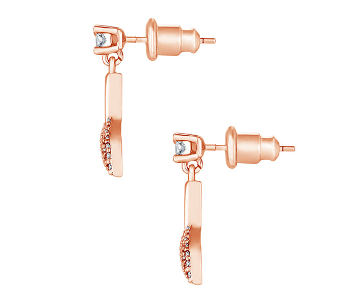 Tail earrings in rose gold plating with clear crys