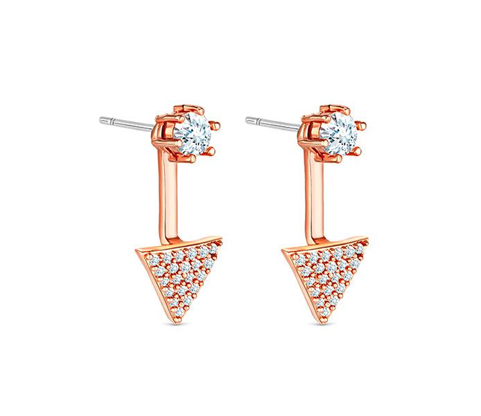 Triangular drop earrings in rose gold plating