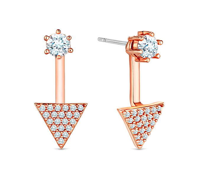 Triangular drop earrings in rose gold plating