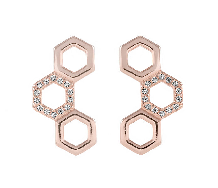 TriHex Earrings in  Rose Gold