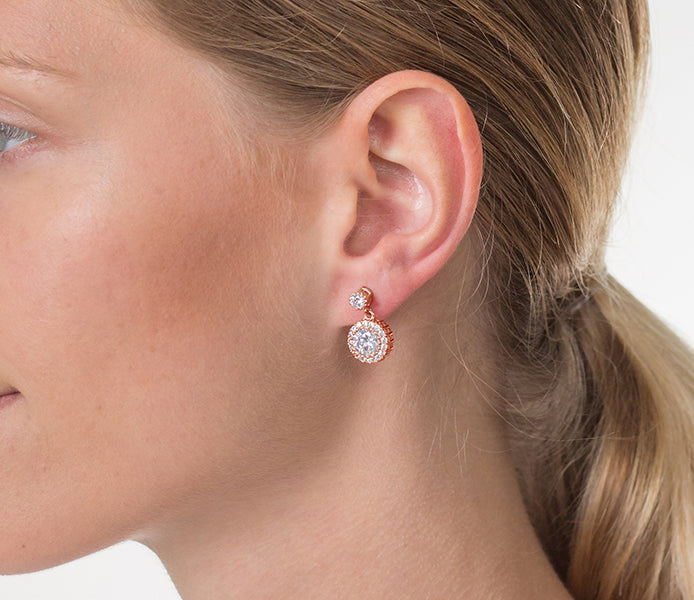Blossom Drop Earrings in Rose Gold Plating